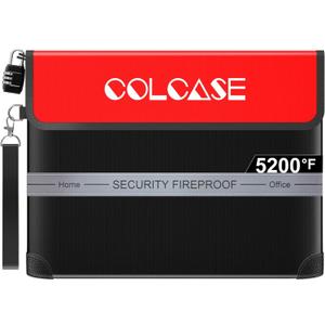 COLCASE Fireproof Document Bag with Lock 5200℉ Heat Insulated Waterproof and Fireproof Bag with Zipper Storage for Money, Documents, Passport and Valuables 15 x 11 inches
