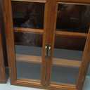 Vintage Countertop Cabinet14.5"x5.2"x18"Medicine Cabinet,Display Case with Organic Glass Door,Kitchen Cabinets with Drawers,Spice Cabinet,Apothecary Cabinet,Organization and Storage (Brown)
