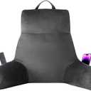 IPYNBAP Reading Pillow with Arms for Adult, Back Pillow for Bed Sitting Up, Shredded Memory Foam Backrest Pillow with Pockets & Removable Washable Cover, Lounging, Watching TV, Reading(24inch Grey)