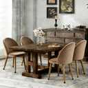 Dining Chairs Set of 2, Brown Velvet Upholstered, 19"W x 16"D x 31.3"H