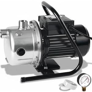 LANCHEZ 1.6 HP Portable Shallow Well Pump, 1500 GPH Stainless Steel Sprinkler Pump, 115V Water Transfer for Garden Draining and Lawn Irrigation