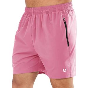 NORTHYARD Men's Athletic Running Shorts Quick Dry Lightweight Zip Pockets | 5", 7", 9" Inseam, Unlined, Adjustable Waist, Moisture Wicking, 4-Way Stretch, UPF 50+, Workout Gym Tennis Basketball Hiking (Pink, XXL)