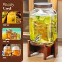 Drink Dispenser with Acacia Wood Stand and Lid,2 Gallon Glass Beverage Dispenser with Stainless Steel Spigot for Parties, Picnics, Barbecues, Lemonade, Sun tea Jar, Ice coffee, Laundry Detergent Dispenser