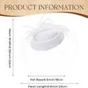 Fascinator Hat Veil Feather Fascinator Tea Party Bridal Wedding Veil Retro Hat Pillbox Hat (White)