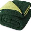 Exclusivo Mezcla Reversible King Size Sherpa Blanket, Thick and Warm Fleece Blankets for Winter, Soft Plush Fluffy for Bed, 90x104 Inches, Forest/Grass Green