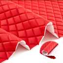 SmoothNovelty 2.1 Yards Diamond Quilted Vinyl Headliner Material 55 in Wide Faux Leather with Foam Backed 2" x 3" Diamonds Pattern Fabric for Car Automotive Furniture Upholstery(Red)