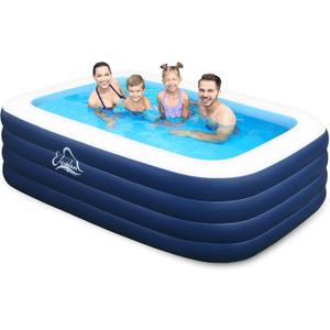 Inflatable Swimming Pool with 4 Air Chambers99"x60"x28" Heavy Duty Deepened and Thickened Kids Pool, Swimming Pool for Adults Kids Family, Blow up Pool for Backyard, Garden,Outdoor