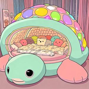 Diamond Painting Kits for Adults, A Cute Cartoon Turtle Bed 5D Diamond Art Painting for Beginners, Full Drill Round DIY Painting, Diamond Dot Gem Art Painting Kits for Home Art Decor, 13.8X13.8 inch