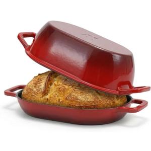 Northriver Casting Enameled Cast Iron Oval Dutch Oven for Bread Baking12"x8" Bread Pot with LidIdeal for Sourdough, Artisan Loaves & Family Meals5 Qt