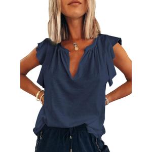 Dokotoo Women's Casual V Neck Ruffle Sleeve Summer Tank Tops Shirts (X-Large) Dokotoo Women's Casual V Neck Ruffle Sleeve Summer Tank Tops Shirts (X-Large)