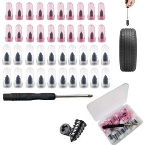 40 PCS Tire Repair Rubber Nails Kit with 2 Sizes, Tire Repair Kit  Fast Self-Service Tire Repair Tools, with Box and Screwdriver, Suitable for Car Motorcycle Jeep Tire Puncture Repair