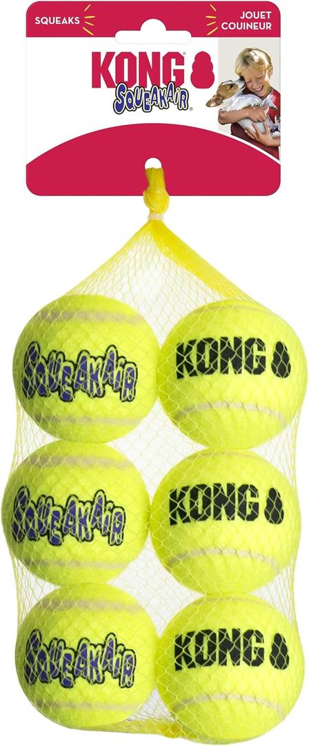 KONG Air Dog SqueakAir Dog Toy Tennis Balls, Medium (6 Pack)
