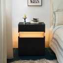 Bedside Table with Led, Nightstand with 3 Drawers and Hidden Storage, End Table for Bedroom, Living Room, Black
