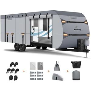 Upgrade 7 Layers Heavy Duty RV Cover - 33-35 FT, Snowproof, Rip-Stop Camper Cover with 5+2 Windproof Straps & Abundant Kit