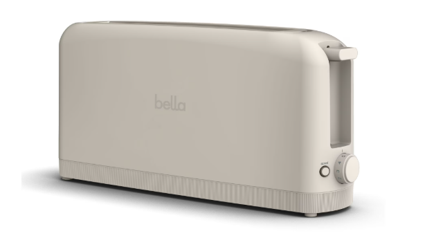 bella 2 Slice Slim Toaster, Fitsanywhere™ Kitchenware, 6 Setting Shade Control with Reheat & Cancel Buttons, Fits sourdough, 10” Long Slot, Anti Jam & Auto Shutoff, 900 Watt, Oatmilk