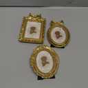 Vicenpal 3 Pcs Tiny Small Picture Frames Vintage Oval Resin Gold Black Vintage Baroque Ornate Antique Picture Frames for Home Wedding Display(3 Sizes,Gold)
