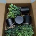 Mkono 4 Packs Small Fake Plants in Farmhouse Galvanized Pots Table Centerpiece Mini Potted Artificial Plants Faux Eucalyptus for Shelf Office Rustic Home Decor (Black, Mini-6" H)