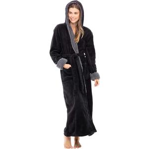 Alexander Del Rossa Sherpa Robes for Women Long, Womens Robes Long Hooded Bathrobes for Women, Plus Size Robe XL