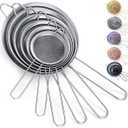 Kyraton Fine Mesh Strainer 6 Pieces Set, Flour Sifter For Baking, Stainless Steel Clander, Matcha Tea Strainer, Gravy Separator, Stasher Sieve Pasta Strainers