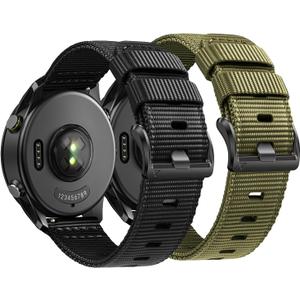 Rugged Nylon Watch Bands Compatible with Garmin Venu 3/Venu 2/Forerunner 265/255/Vivoactive 4, 22mm Quick Release Watch Band for Galaxy Watch 3 45 mm 46mm for Men