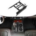 Voodonala Black Wood Style Gear Console Panel Cover Shift Cup Holder Panel Cover Trim for Ford F150 2015-2020 (Black Wood,1pc,ABS)