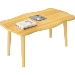 Cookie Coffee Table Low Table with 4 Solid Wood Sturdy Legs,Floor Table Desk for Sitting on The Floor,19.7"D x 31.5"W x 16"H Inches,Living Room/Toy room Furniture,Rental house Furniture (Natural)
