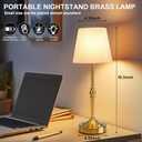 Rechargeable Cordless Table Lamp, 5000mAh Battery Operated Lamp, Wireless 3-Level Dimmable Touch Lamp, Portable Night Bedside Brass Lamp, Desk Light for Home Decor, Patio, Restaurant, Dinning