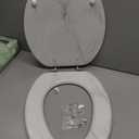 Elongated Toilet Seat Wood Toilet Seat Prevent Shifting with Zinc Alloy Hinges American Standard Size Toilet Seat Easy to Install also Easy to Clean(Elongated,Marble)