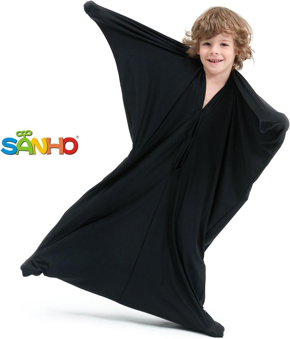 SANHO Sensory Sock Body Sock,Small,Perfect for Children with Sensory Processing Disorder,Updated Version,Black