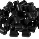 Screw Thread Protectors PVC Rubber Round Tube Bolt Cap Plastic End Cap Cover Inner Dia.9mm Black 50Pcs