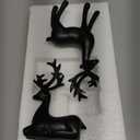 2 Pack Resin Christmas Reindeer Figurines Deer Statues Elk Sculpture Deer Ornaments for Living Figurine Statues TV Cabinet Home Office Cabinet Decoration (Black)