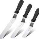 Kootek Angled Icing Spatula Set with 6", 8" & 10" Blade, Stainless Steel Offset Spatula Frosting Smoother Cake Spatulas for Cake Decorating, Baking