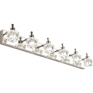 PRESDE Modern 6 Light Bathroom Vanity Lights for Bathroom Lighting fixtures Over Mirror LED Chrome Crystal Vanity Wall Light(Exclude Bulb)