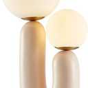 Meefad Modern Bedside Lamp, 2 Lights Table Lamp with Glass Shade, Globe Night Light for Bedroom Reading Nightstand, Beige