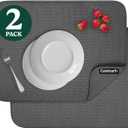 Cuisinart Dish Drying Mats for Kitchen Counter - (2) 18" x 24" Ultra Absorbent Dish Drying Mat XL - Foldable, Machine Washable, Fast Drying Dish Mat (Geostripe) (Dark Gray)
