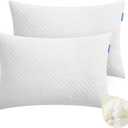 Memory Foam Toddler Pillow,20X14 Kids Pillow with Machine Washable Comfortable Pillowcase Rayon Derived from Bamboo, Adjustable Height Toddler Pillows for Sleeping 2-6 Years Old (2, White) (Standard)