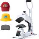VEVOR Hat Heat Press Machine, with 2 Interchangeable Platens and Caps Stretcher, Precise Temperature & Time Control, Heat Press for Hats and Caps, for HTV Iron On and Sublimation Projects, White