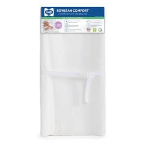 Sealy Baby Soybean Comfort Waterproof Diaper Changing Pad for Dresser or Table, Contoured 3-Sided, Wipeable Easy to Clean Surface & Durable Premium Foam, Made in USA, White, 32 x 16"