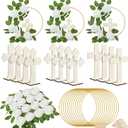 Wesiti 48 Pcs Baptism Centerpiece First Communion Table Decoration 12 Wood Cross 12 Floral Hoop with Stand 24 Foam Rose with Stem for Baptism Baby Shower Wedding(Wood and White,Classic)