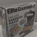 Elite Gourmet ESM2207XSS Sandwich Panini Maker Grilled Cheese, Machine Tuna Melt Omelets Non-stick Cooking Surface, 2 Slice, 750 Watts, Stainless Steel