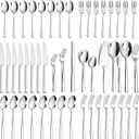 HaWare 65 Pieces Silverware Flatware Set for 12, Durable Stainless Steel Eating Utensils with Knife Fork Spoon Hostess Tableware, Modern Elegant Ergonomic Design, Dishwasher Safe
