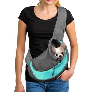 YUDODO Pet Sling Carrier for Small Dogs & Cats Hands-Free Puppy Carrier with Safety Hook, Large Zipper Pocket, Soft Breathable Mesh, Adjustable Strap & Reflective Strip (Cyan 1.0, Large (10-15lbs)) YUDODO Pet Sling Carrier for Small Dogs & Cats Hands-Free Puppy Carrier with Safety Hook, Large Zipper Pocket, Soft Breathable Mesh, Adjustable Strap & Reflective Strip (Cyan 1.0, Large (10-15lbs))