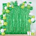 Sequin Curtain Backdrop Green Party Background for Jungle Forest Animals Theme Baby Shower Celebration Party Decorations 4x8FT
