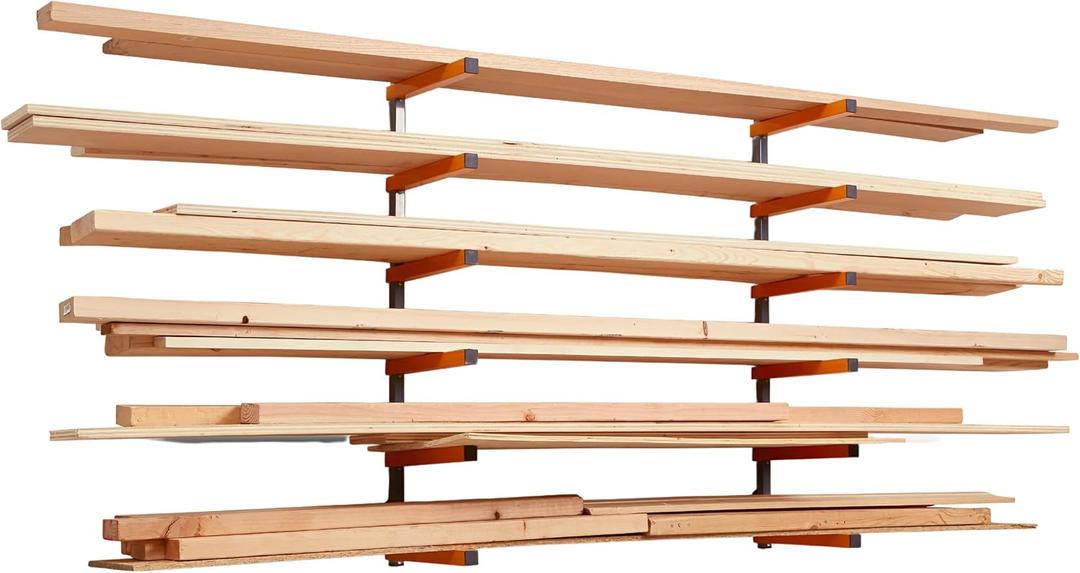 Bora Wood Organizer and Lumber Storage Rack with 6-Level Wall Storage Racks – Indoor and Outdoor Use, In Orange PBR-001