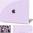 G JGOO Compatible with MacBook Air 13 inch Case 2026 2025-2022 M5 A3449 M4 A3240 M3 A3113 M2 A2681, Glitter Plastic Hard Shell for MacBook Air 13.6 inch Case + Keyboard Cover+Screen Protector, Purple