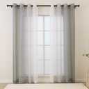 L.Z.E Grey Ombre Sheer Curtains 96 Inches Long for Living Room, Transparent Light Gray Curtains for Bedroom Dining Room Sliding Glass Door, Lightweight Gradient Window Drapes Grommet Top 2 Panels Set