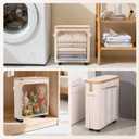 Toilet Paper Storage with Lid, Holds 12 to 16 Rolls, 33L Large Capacity & Space-Saving Design, Free Standing Toilet Paper Basket Organizer with Wheels, Waterproof Slim Bathroom Storage Holder (Beige)