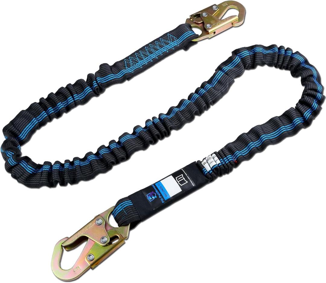 6 FT Safety Harness Lanyard with Double Heavy Duty Snap Hook, Single leg Abrasion Resistant Internal Shock Absorbing Fall Protection Lanyard, Construction Arborist Roofer, OSHA/ANSI Rated