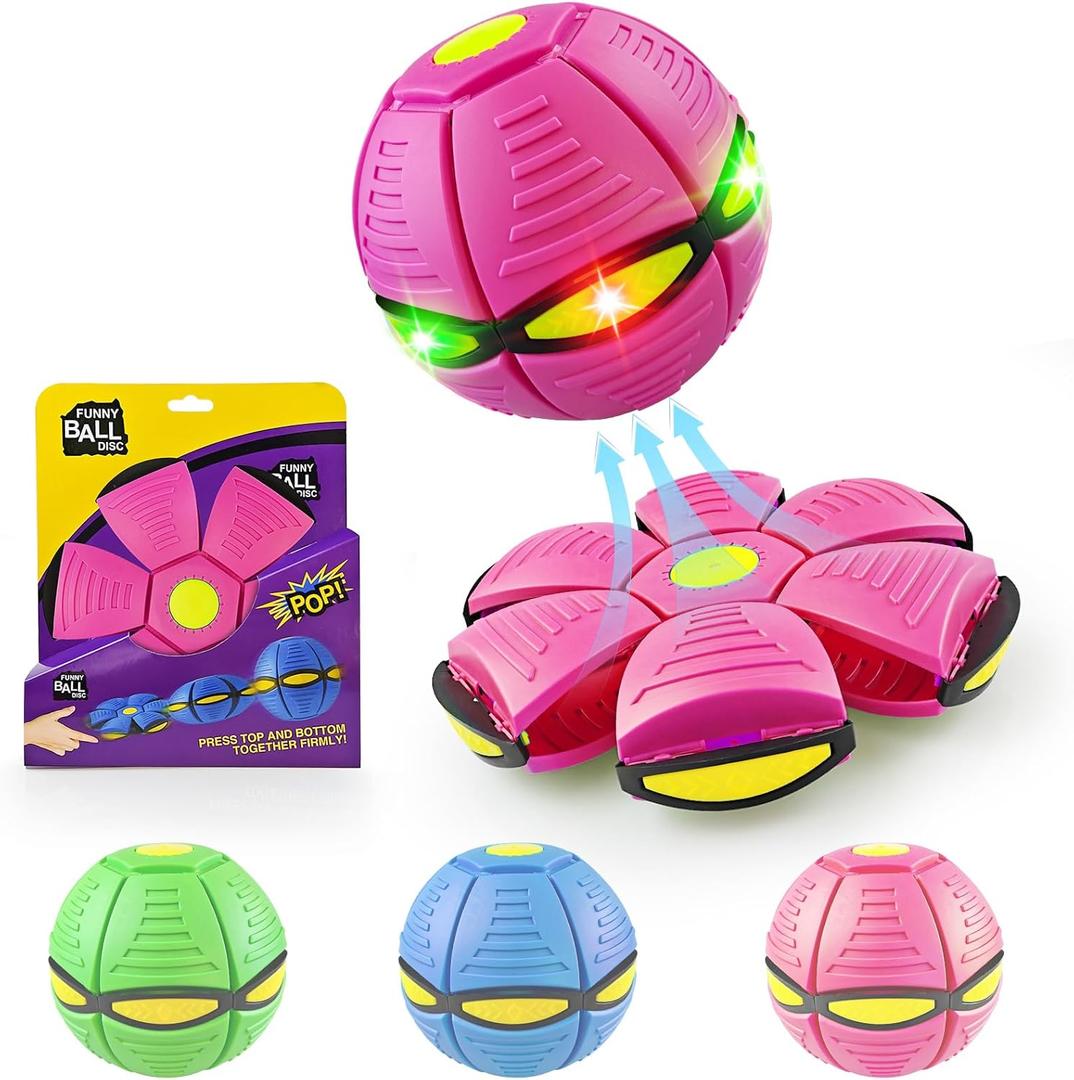 Magic Bouncing Ball 6-Light Dual Form Pop up, Meta Ball Metaball Transforming Design Flying Saucer Bouncy Interactive Bouncing Balls for Parent-Child Interaction Gift Pack - Pink
