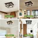 11.5in Outdoor Ceiling Light Fixture, Square Flush Mount Porch Lights, 2-Light, E26-based, Clear Tempered Glass Lampshade, Exterior Damproof Lamp for Hallway, Kitchen, Entryway, Foyer